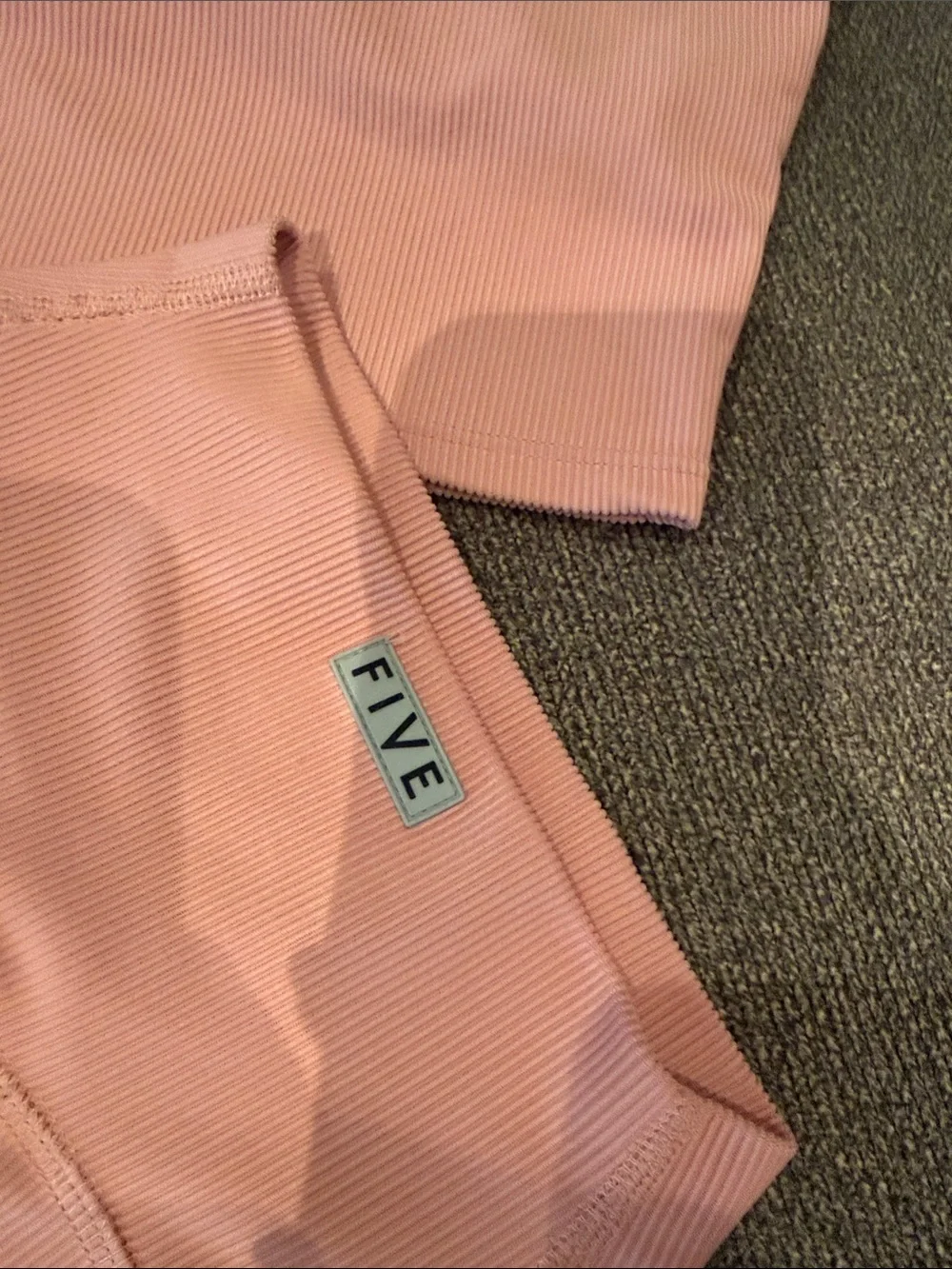 Five the Label— one shoulder ribbed crop top & matching bikes shorts